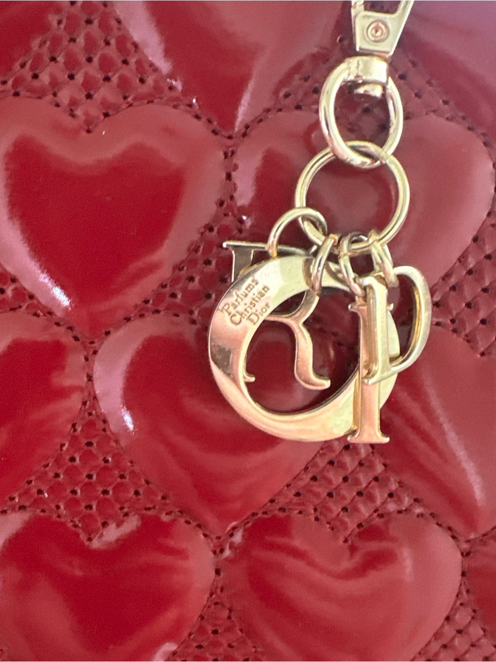 Dior Gold Charm Key Holder with Gold 'Dior' Letter Charms